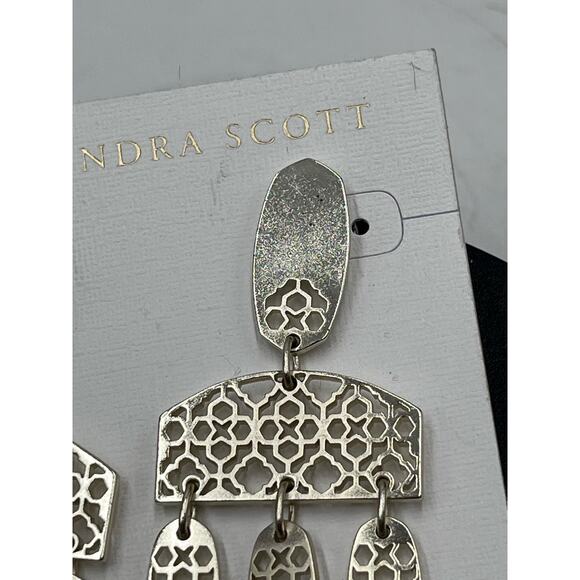 Kendra Scott Emmet Matte Gold Plated Filigree Dangle Earrings New - Picture 14 of 16